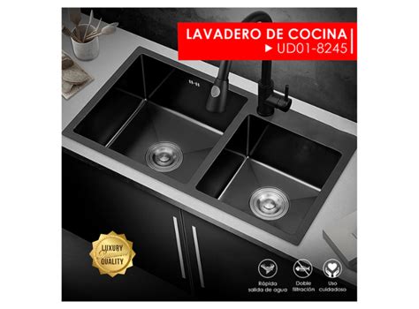 Ripley Lavadero De Lujo Para Cocina Pozas Nano Negro Acero Inoxidable