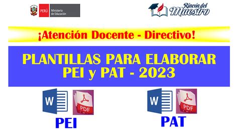 Plantillas Editables Para Elaborar El PEI Y PAT 2023 Word Y PDF El