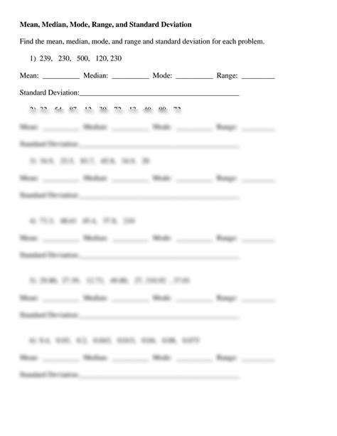 Solution Mean Median Mode Range 7 Standard Deviation Worksheet