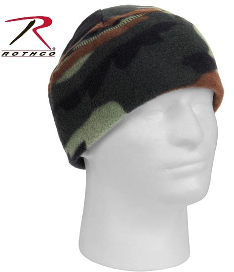 Military Type Woodland Camo Polar Fleece Winter Watch Cap Rothco Cam