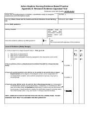 Appraisal Tool Appendix E Docx Johns Hopkins Nursing Evidence Based