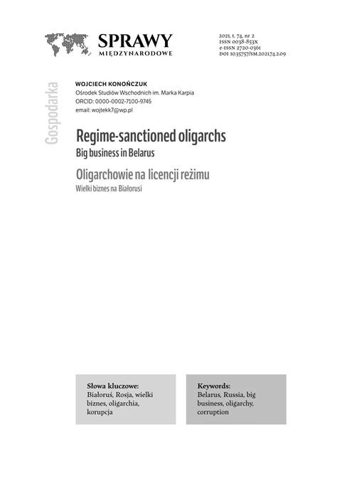 Pdf Regime Sanctioned Oligarchs