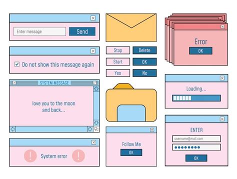 Premium Vector Big Set Of Retro Vaporwave Desktop Browser And Dialog