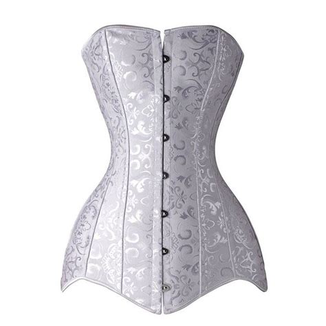 White Long Torso Corset Overbust Spiral Steel Boned Gothic Corset