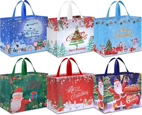 AhfuLife 12 Stück Geschenktüten Weihnachten Groß Non Woven