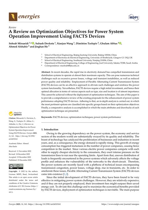 Pdf A Review On Optimization Objectives For Power System Operation