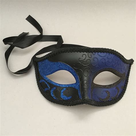 Mens Blue Masquerade Ball Mask Pair With Ostrich Feather Womens Mask Etsy