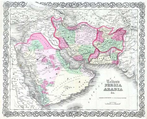 1855 Colton Map Of Persia Arabia Saudi Arabia Iraq Israel And