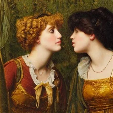 Beautiful Lesbian Princesses Kissing An Oil Painting OpenArt