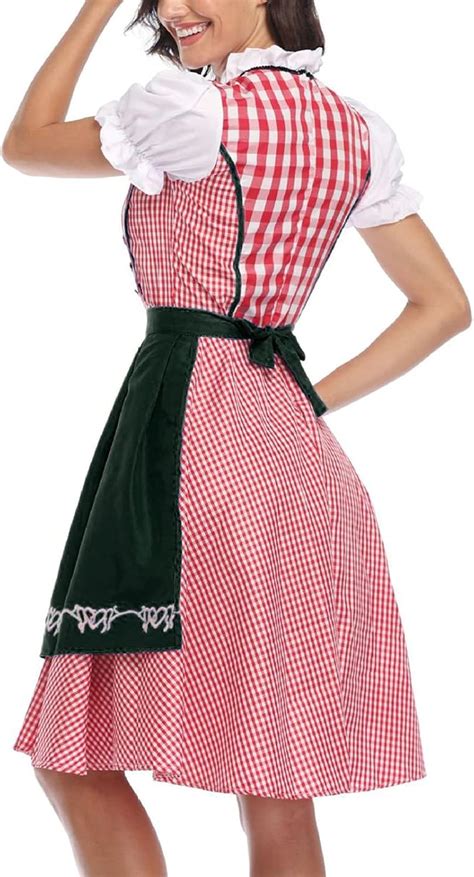 NRTOTI Damen Dirndl Kleidung für Oktoberfest Stehkragen Trachtenmode