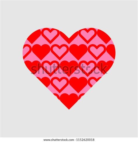 Red Pink Hearts Pattern On Grey Stock Vector Royalty Free 1152620018