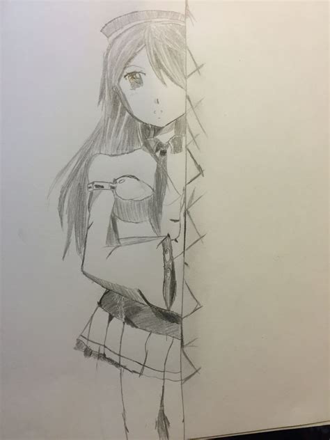 A Girl Hiding Behind A Wall Wall Drawing Pinit Hide Doodles
