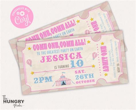 Carnival Birthday Invitation Carnival Ticket Invitation Etsy Canada