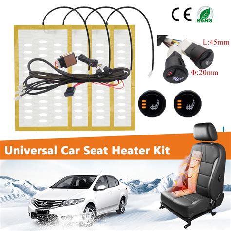 Universal New Built In Car Seat Heater Kit Fit 2 Seats DC 12V Alloy