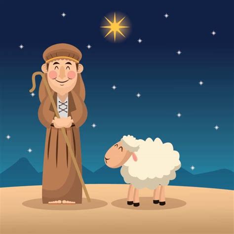 Best Cartoon Of A Shepherd Sheep Illustrations, Royalty-Free Vector ...