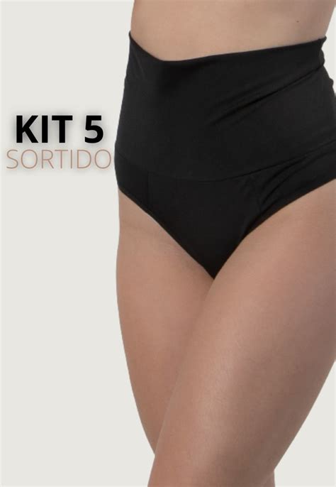 Kit Calcinhas Cinta Modeladora C S Alto Hot Pants P S Parto Seca