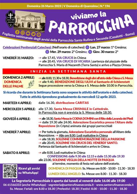 Avvisi Parrocchiali Domenica Marzo V Domenica Di Quaresima