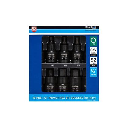 Blue Spot Tools Pce Impact Hex Bit Sockets H H Blue