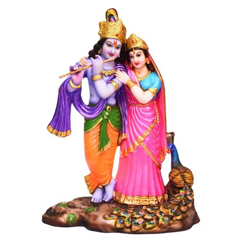 Multicolor Polyresin Radha Krishna Statues Home Size Dimension