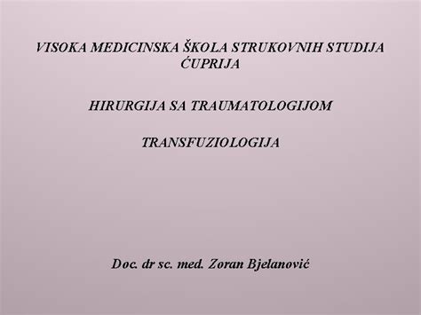 Visoka Medicinska Kola Strukovnih Studija Uprija Hirurgija Sa