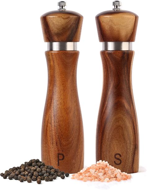 Amazon LJun 018 Kitchen Wooden Salt And Pepper Grinder Set