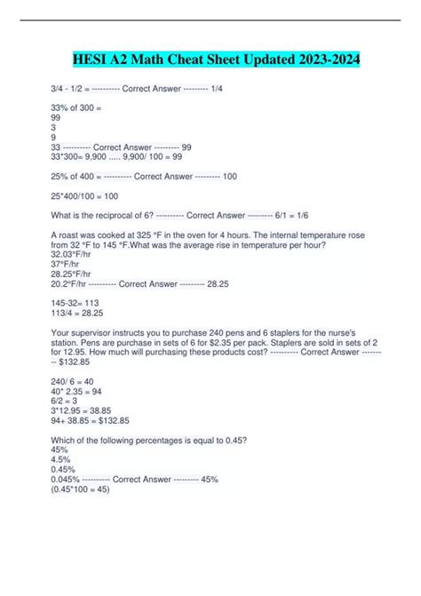 Hesi A2 Math Cheat Sheet Updated Hesi A2 Math Cheat Sheet Stuvia Us