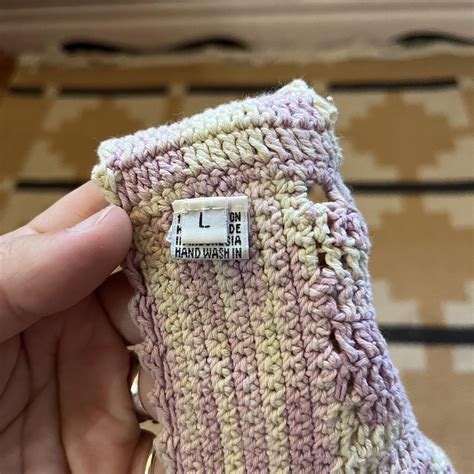 S Pastel Pink Crochet Halter Bikini Top Depop