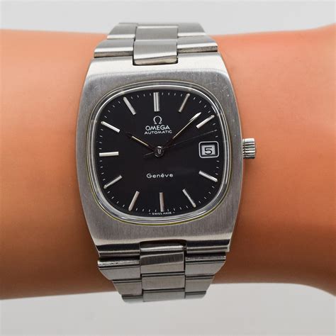 Vintage Omega Geneve Cushion Shaped Stainless Steel Watch 1973 For