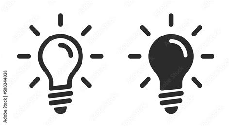 Light Bulb Icon Idea Symbol Line Outline And Flat Style Lamp Vector