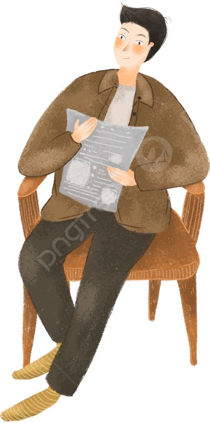 Homem Sentado E Lendo Um Jornal PNG O Homem Garoto Rapazes PNG