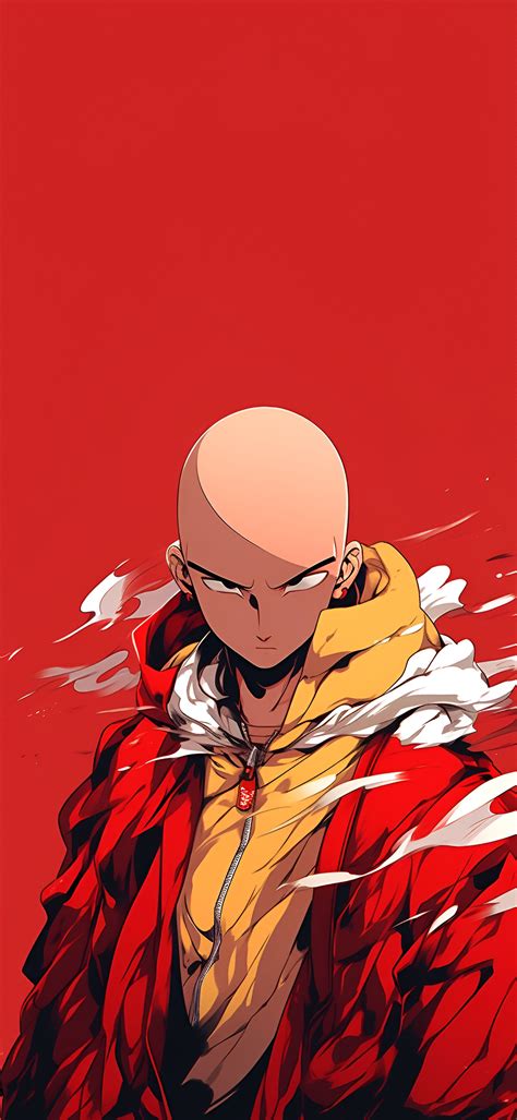 One Punch Man Saitama Rouge Fond D Cran Anime Fond D Cran Iphone