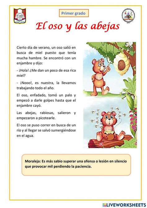 El Oso Y Las Abejas Interactive Worksheet Actividades De Arte Para