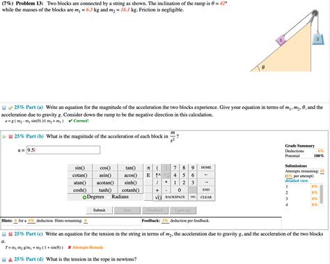 Solved 7 Problem 13 Two Blocks Are Connected By A Chegg