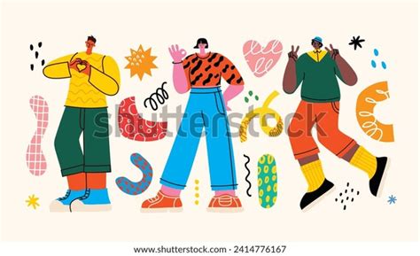 Happy Positive People Man Woman Team Stock Vector Royalty Free