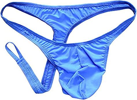 HIMEALAVO Sexy Thong kurze Suspensorium Gay Unterwäsche Bikini Sissy Slip für Herren blau