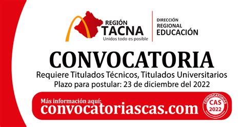 CONVOCATORIA DIRECCION DE EDUCACION DRE TACNA CAS 5 Plazas