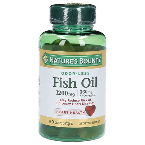 Natures Bounty Odorless Fish Oil 1200mgomega 3 And 6 Softgels 60 Ct