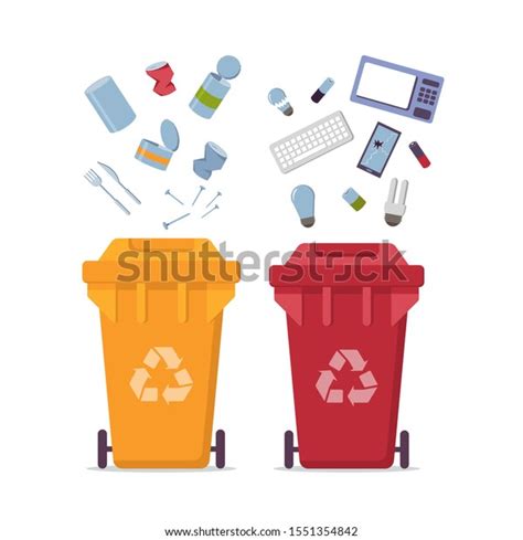 Yellow Recycle Garbage Bin Metal Red Stock Vector Royalty Free