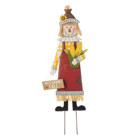 Glitzhome In H Metal Scarecrow Yard Stake Standing Hanging Sign