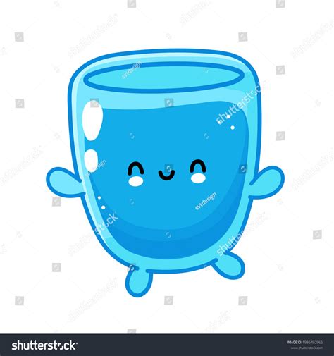 Cute Funny Happy Water Glass Character Stock Vector Royalty Free