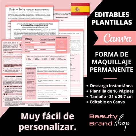 Español Formularios De Maquillaje Permanente Formularios De Consentimiento Formularios De