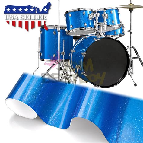 Drum Wrap Vinyl Kit Gloss Glitter Intense Blue Sparkle For Etsy