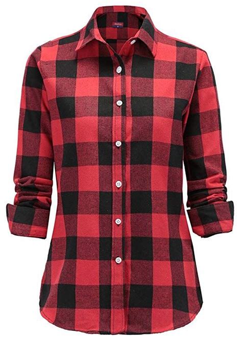 Dioufond Flannel Shirt For Women Long Sleeve Button Down Ladies Checked Shirts Checked Shirt