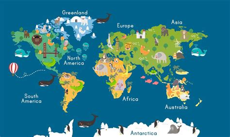 kids map wallpaper animal map wall murals  education