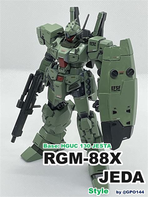 Rgm 88x ジェダ 風、です。ベースはhguc130ジェスタ。ジェガンのプロトタイプ。moonガンダム版ジェダです。アムロも乗ったとかなん