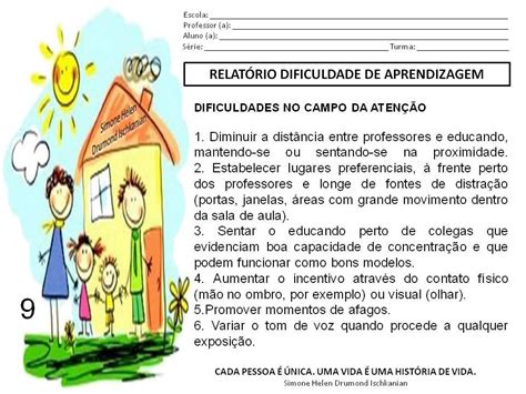 Relatorio De Aluno Com Dificuldade De Aprendizagem