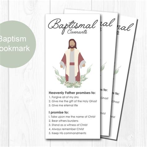 LDS Baptism Bookmark LDS Primary Handout LDS Baptism Gift Etsy