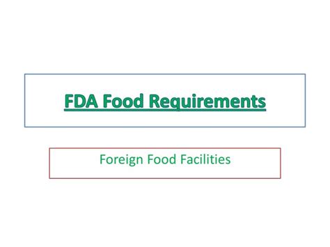 Fda food requirements