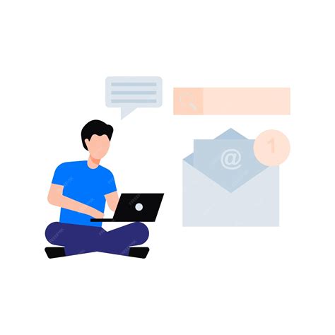 Premium Vector | Boy checking mail on laptop
