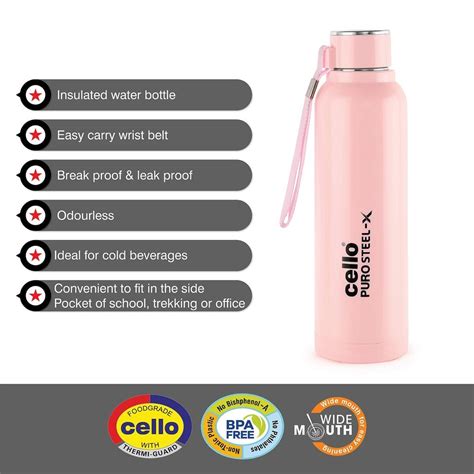 Cello 520ml Pink Puro Steel X Benz 600 Water Bottle At Rs 422 Piece